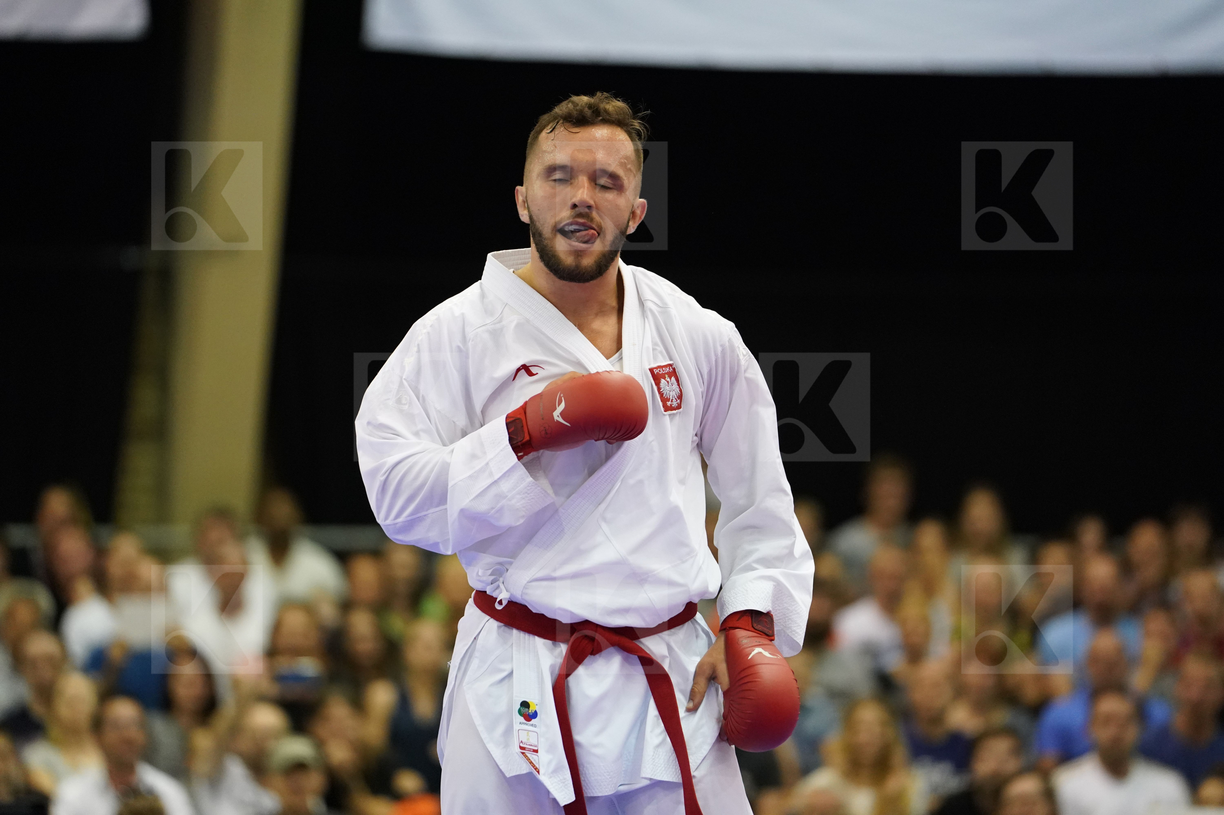 Babos Michal bronze match Male Kumite +84kg Morrocco Ouchen Achraf Poland